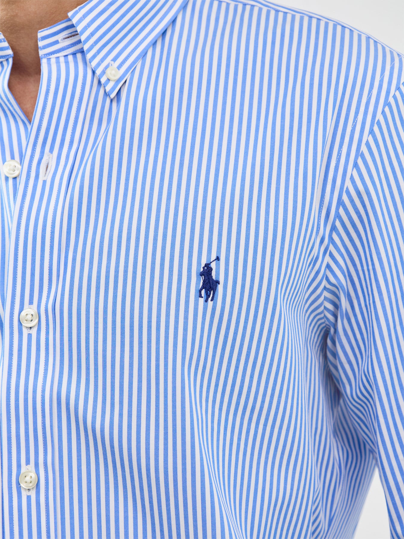Slim Fit Stripe Poplin Shirt Light Blue White