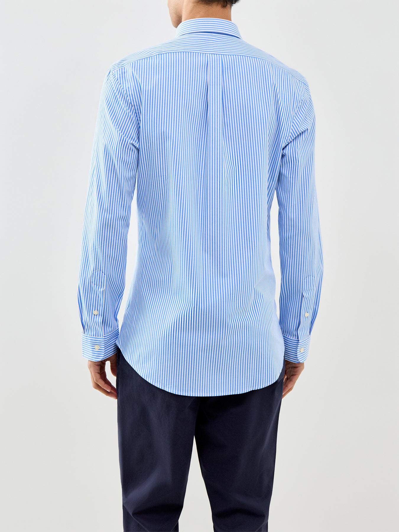 Slim Fit Stripe Poplin Shirt Light Blue White