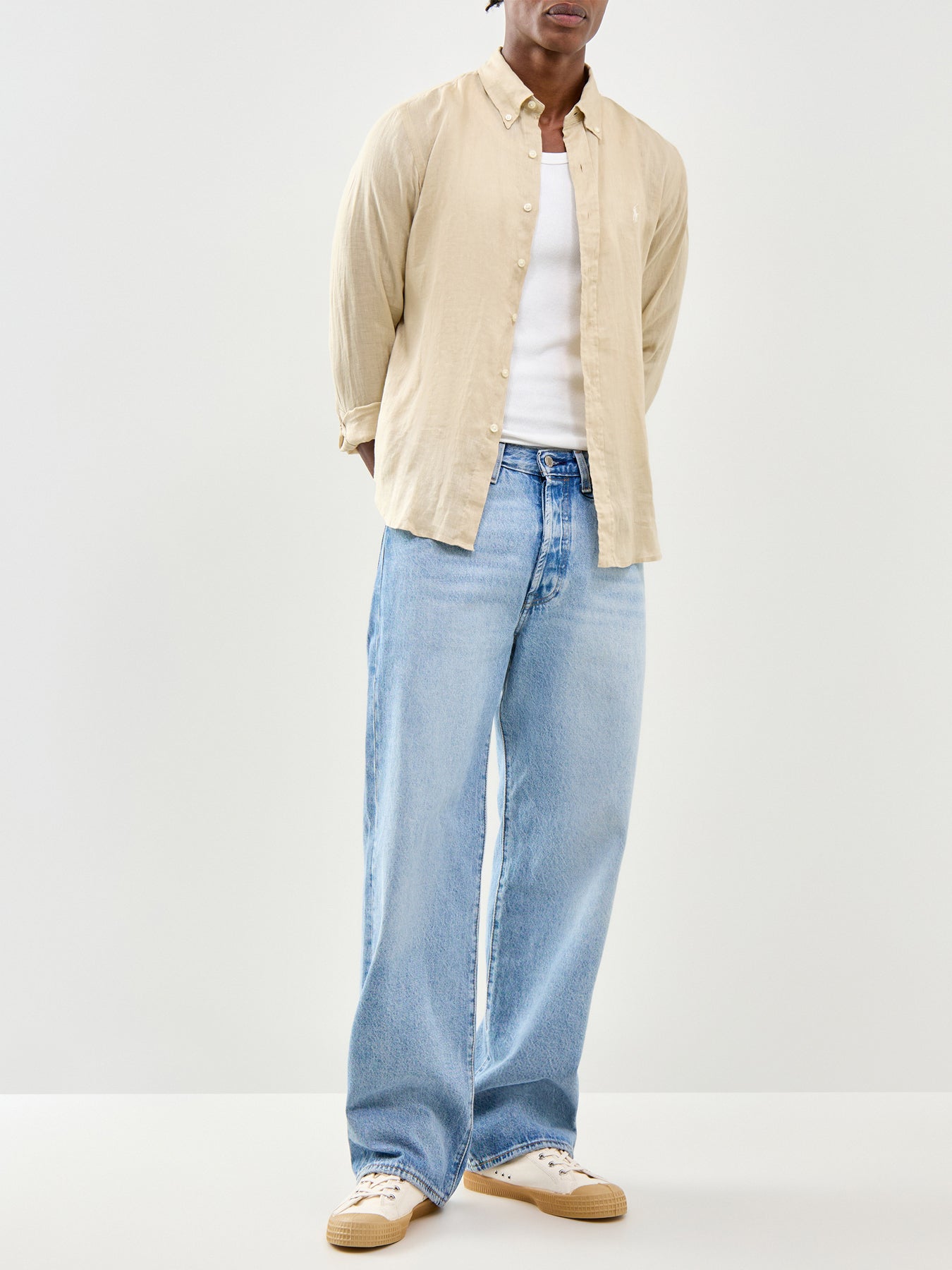 Custom Fit Linen Shirt Beige