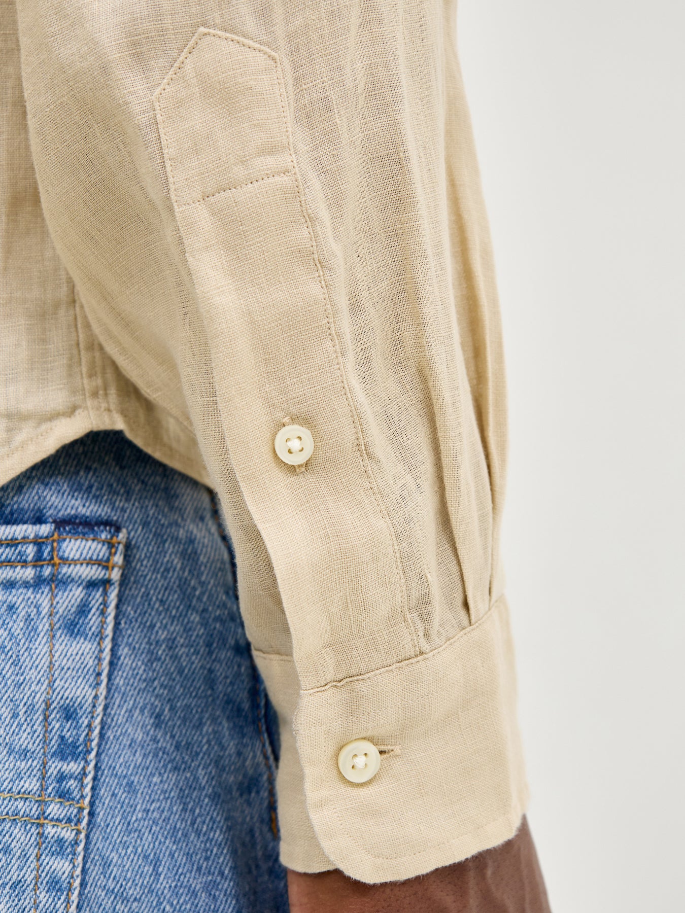 Custom Fit Linen Shirt Beige