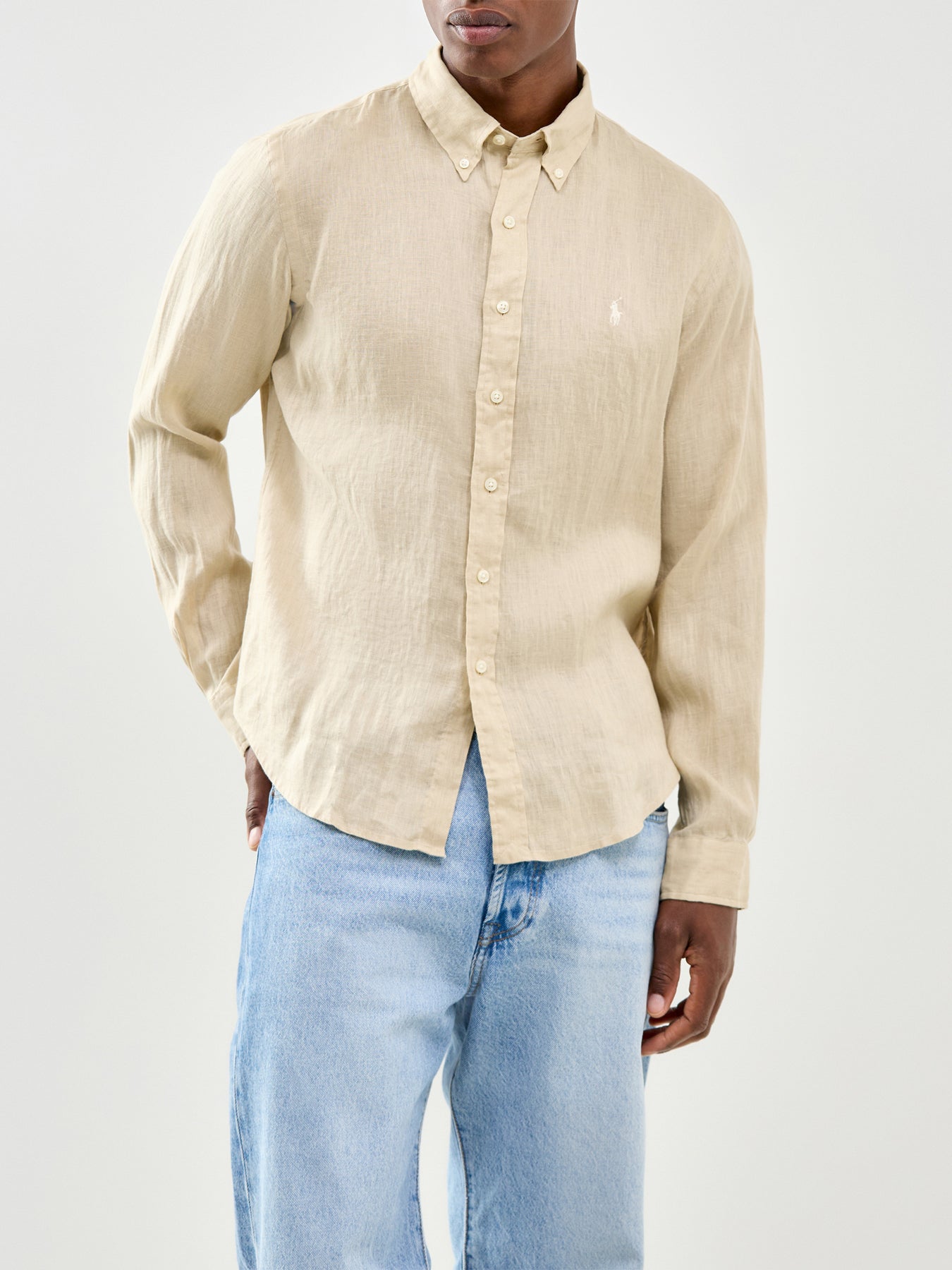 Custom Fit Linen Shirt Beige
