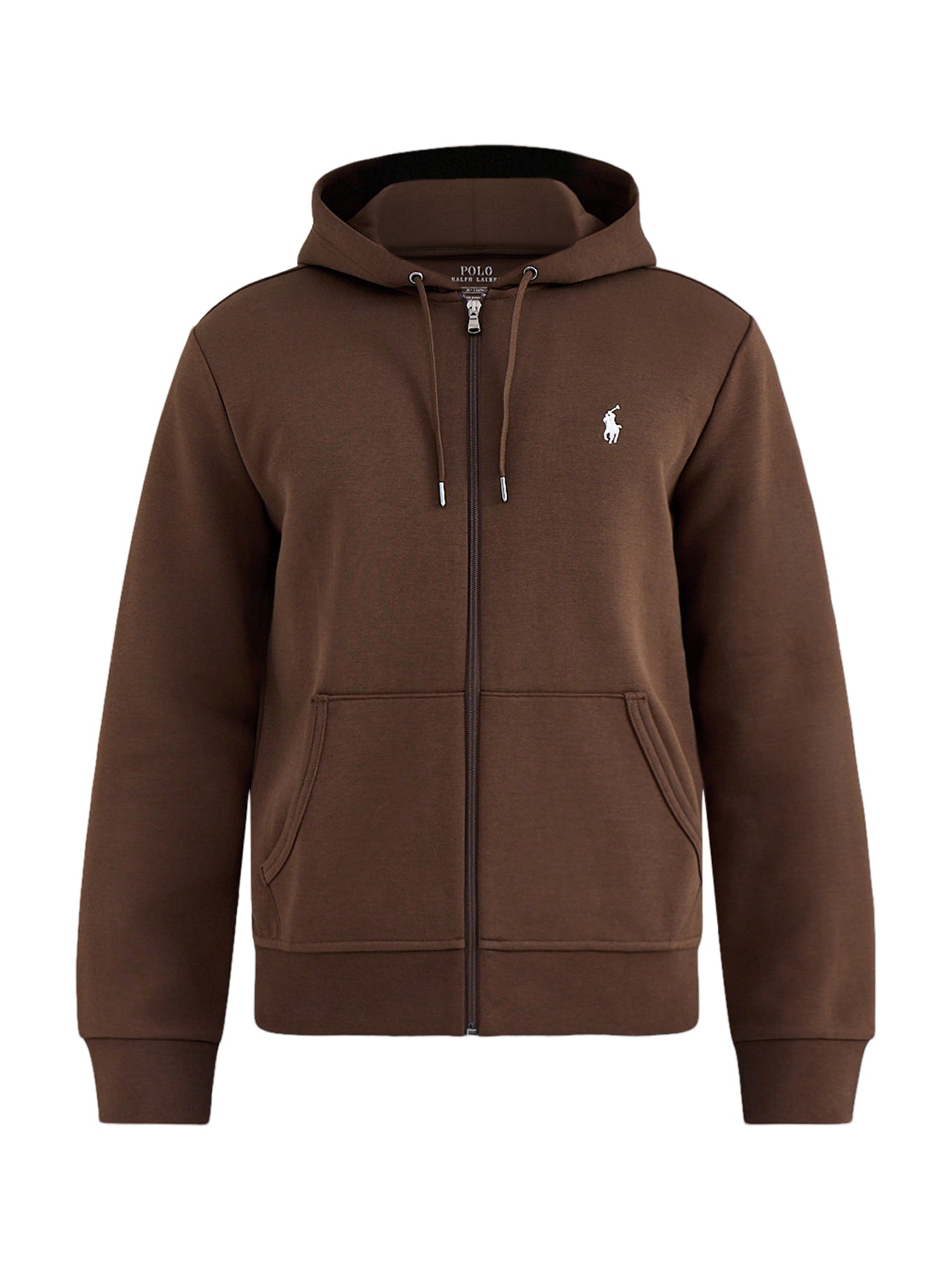 Double Knit Zip Through Hoodie Brown