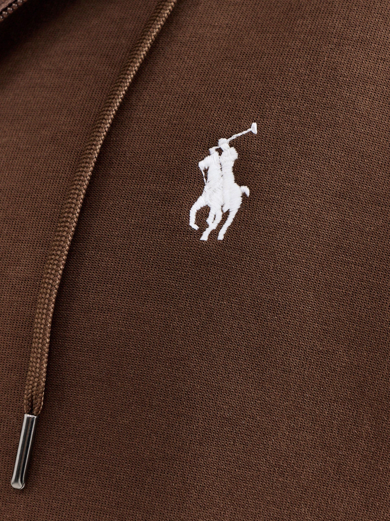 Double Knit Zip Through Hoodie Brown