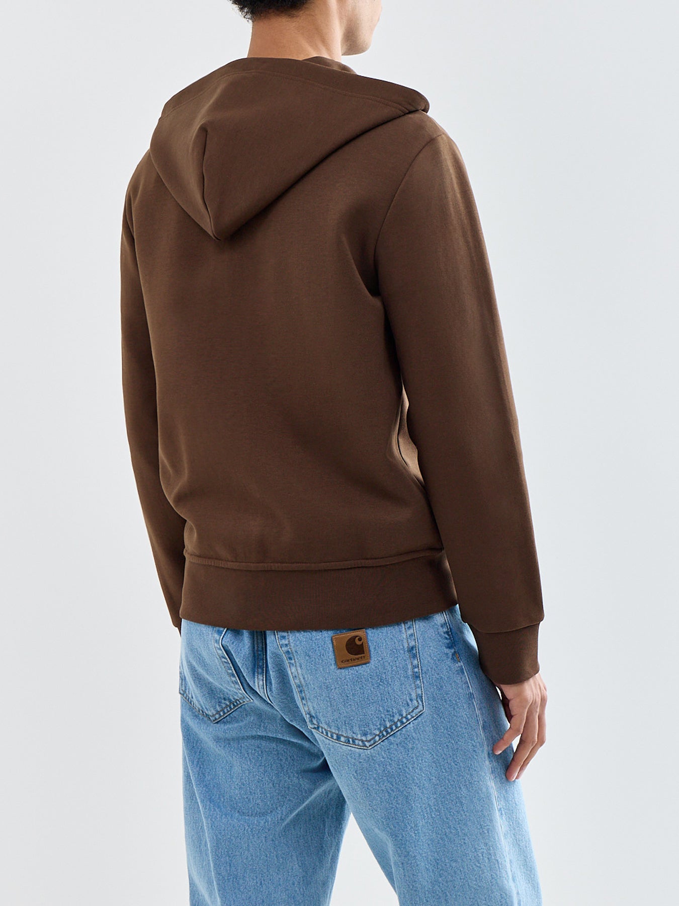 Double Knit Zip Through Hoodie Brown