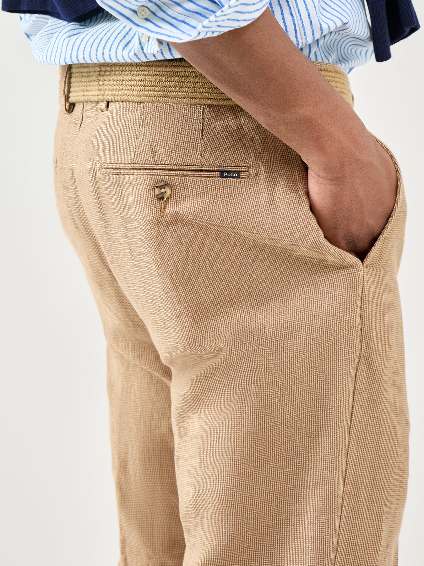Cotton Linen Casual Trousers Brown