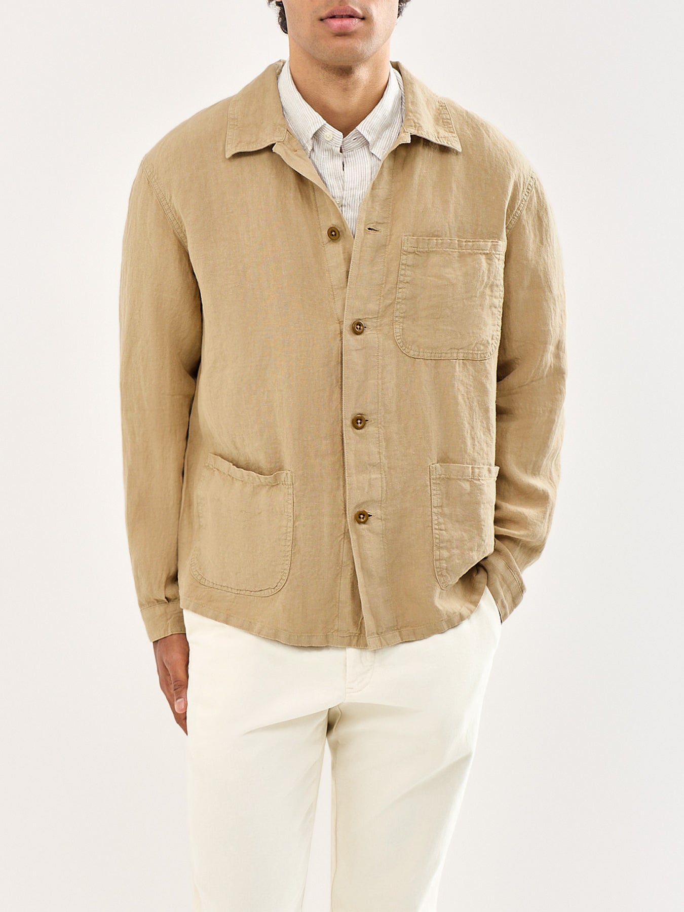 Unlined Linen Field Jacket Beige