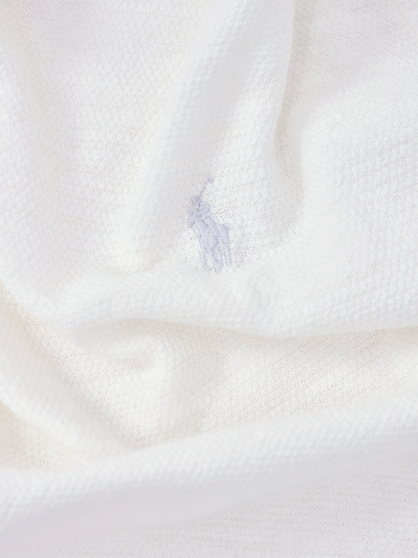 Open Collar Linen Mix Polo White