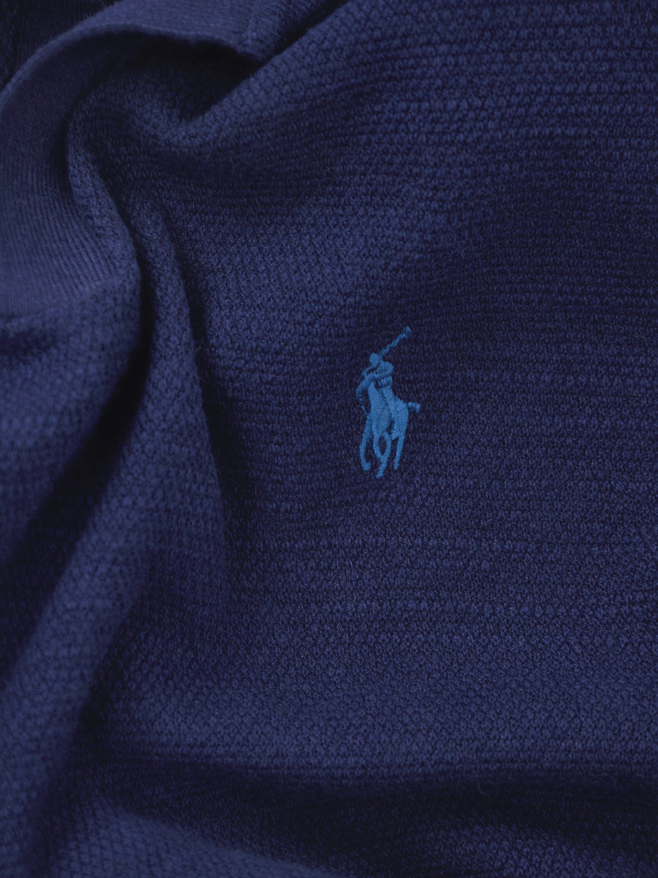 Open Collar Linen Mix Polo Navy
