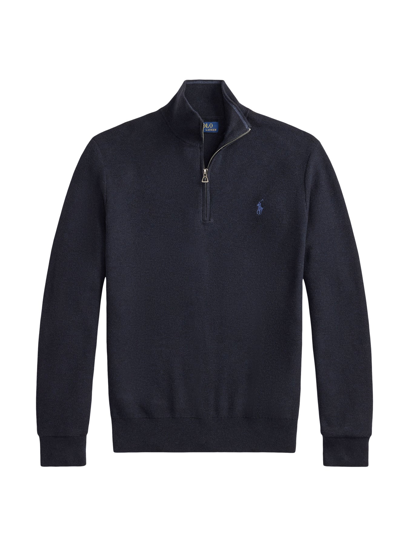 Texture Cotton Quarter Zip Jumper Navy