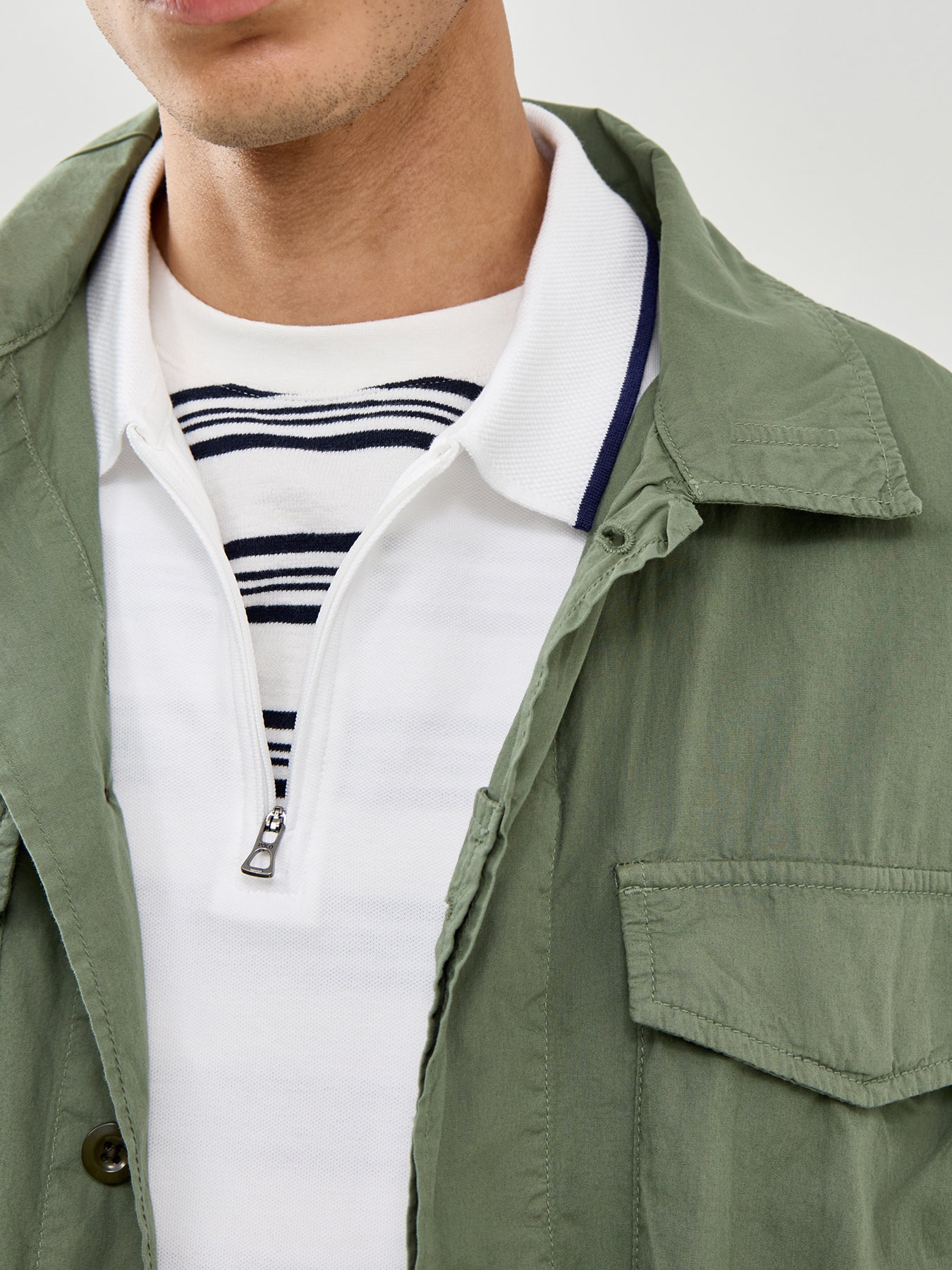 Half Zip Polo Shirt White