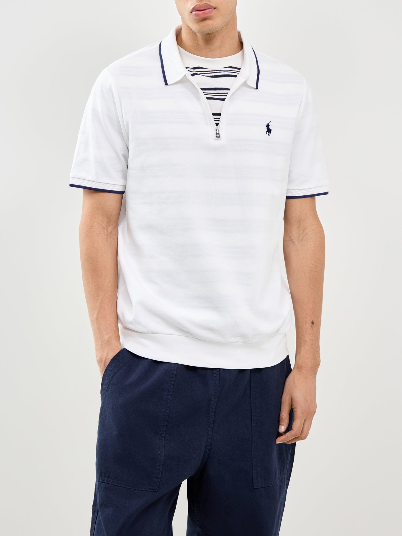 Half Zip Polo Shirt White
