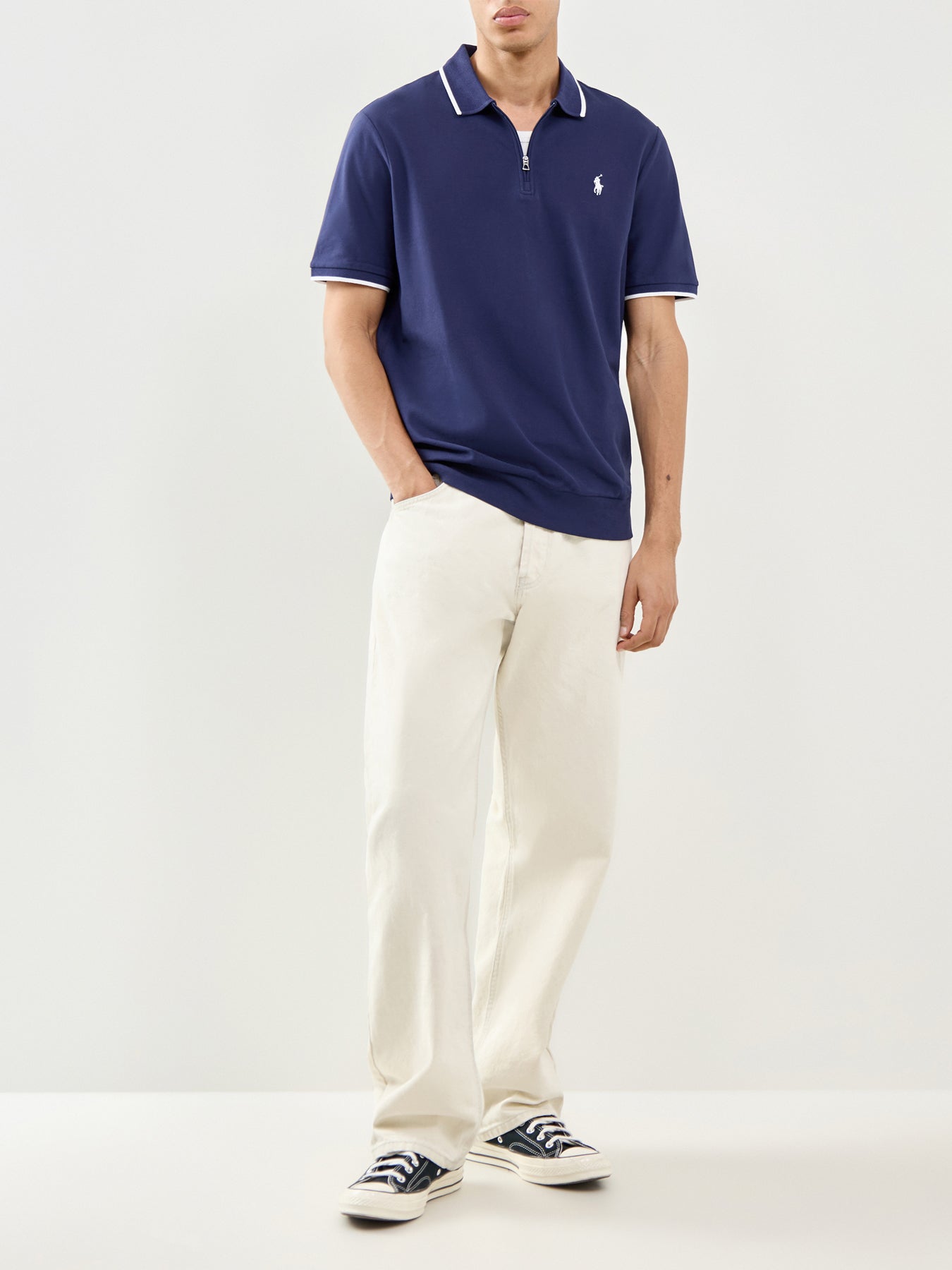 Half Zip Polo Shirt Navy