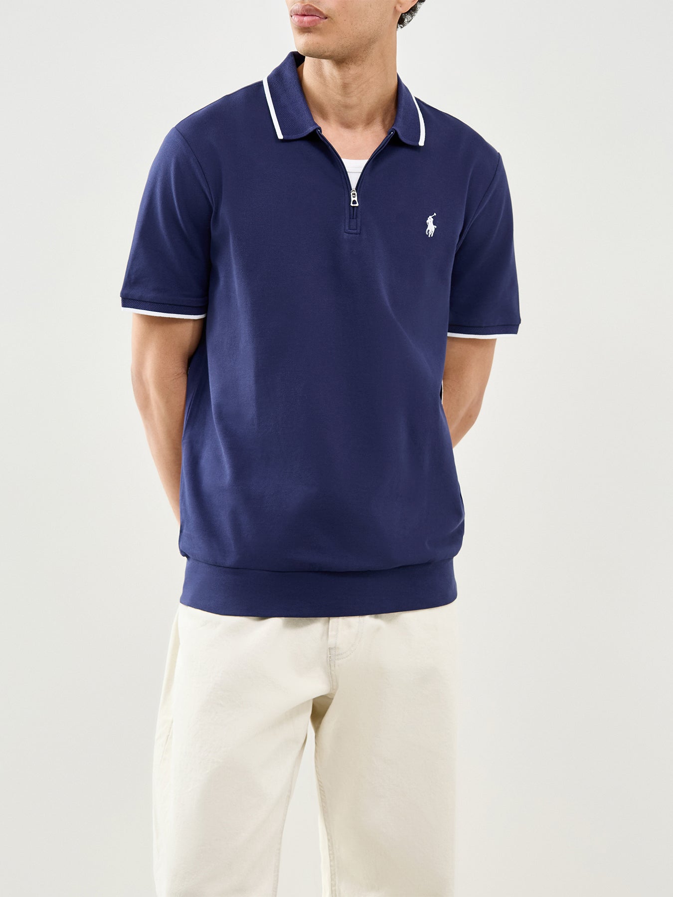 Half Zip Polo Shirt Navy
