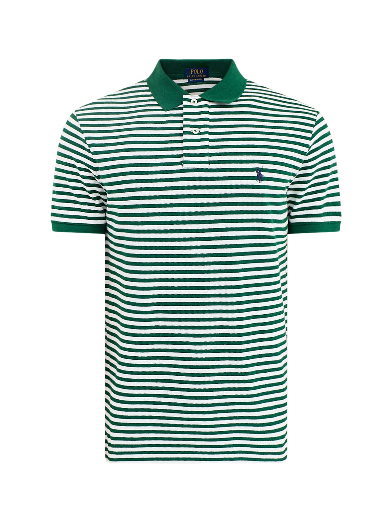 Custom Fit Striped Piqué Polo Shirt Green