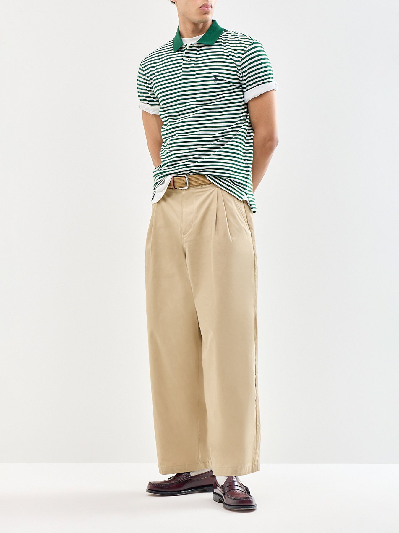 Custom Fit Striped Piqué Polo Shirt Green
