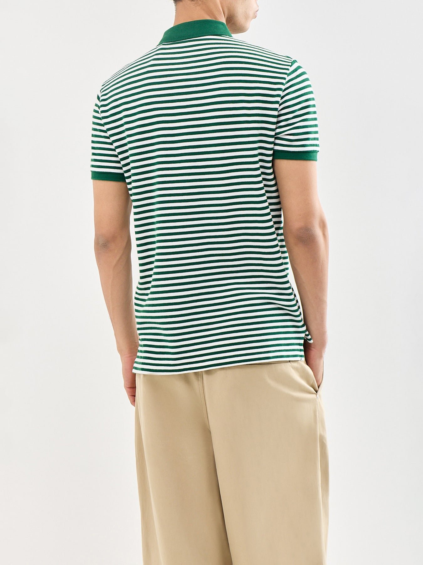 Custom Fit Striped Piqué Polo Shirt Green