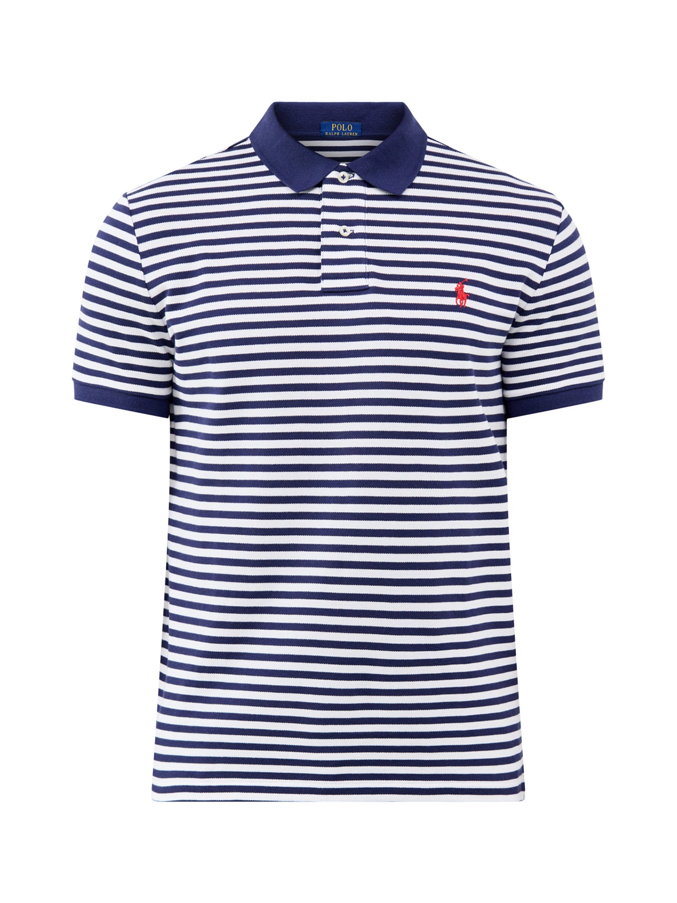 Stripe Pique Polo Shirt Navy