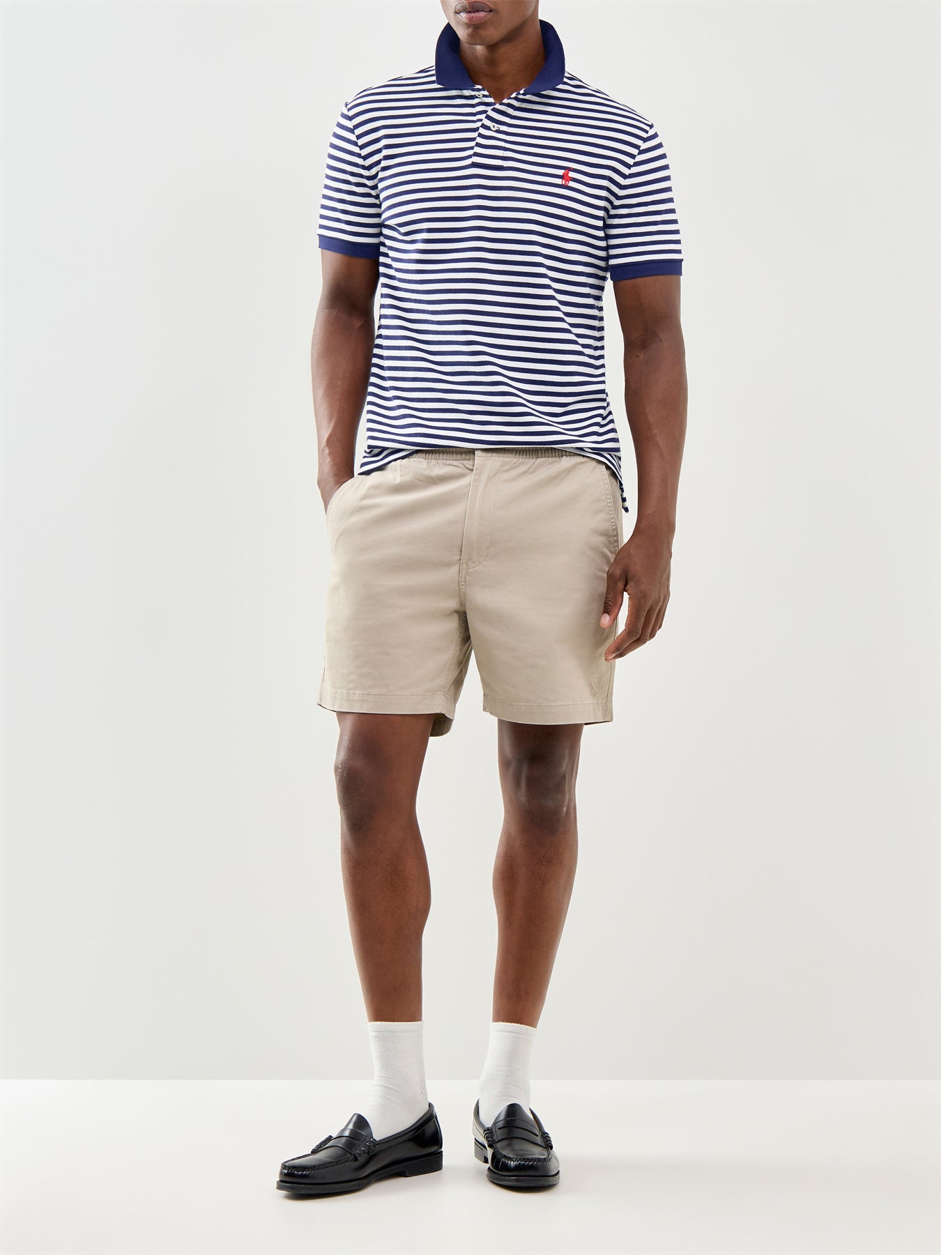 Stripe Pique Polo Shirt Navy