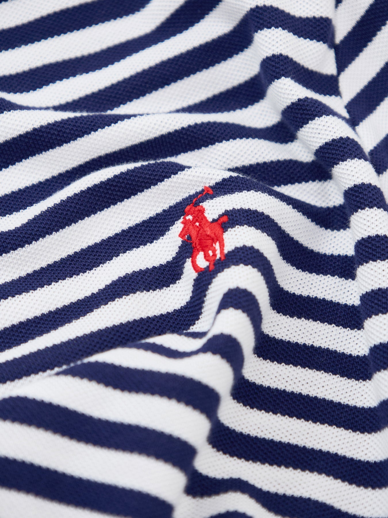 Stripe Pique Polo Shirt Navy
