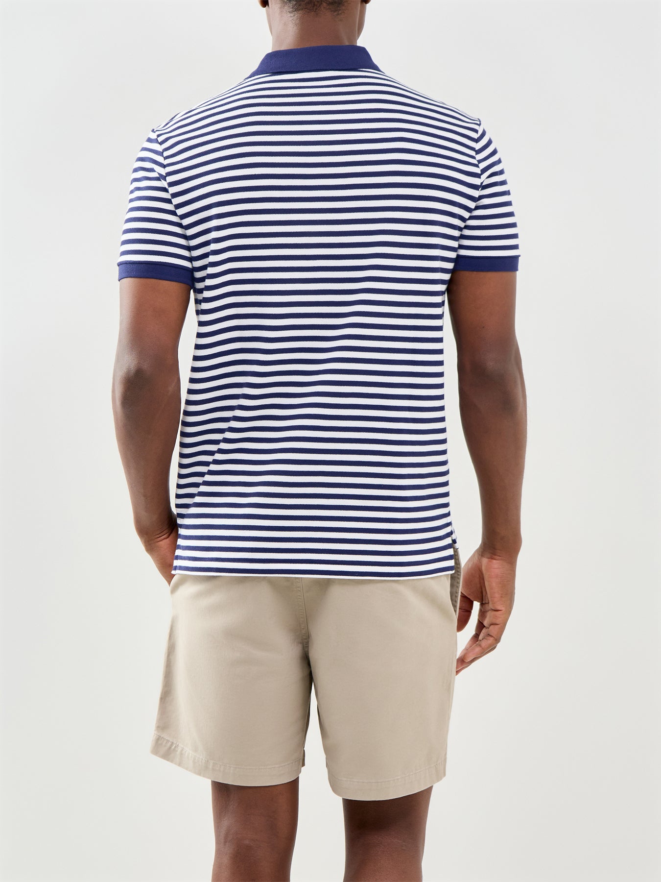 Stripe Pique Polo Shirt Navy