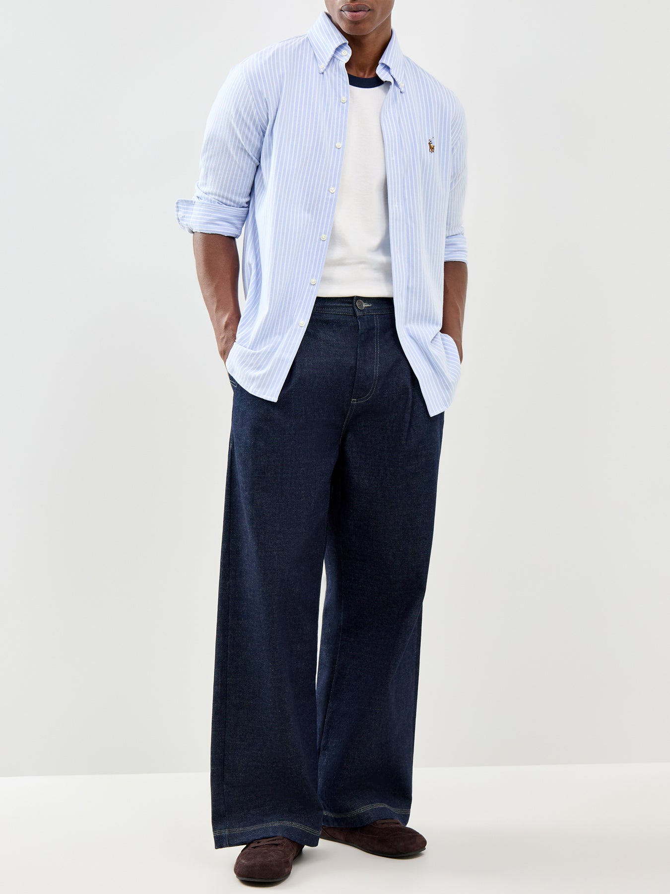 Piqué Knit Stripe Shirt Blue