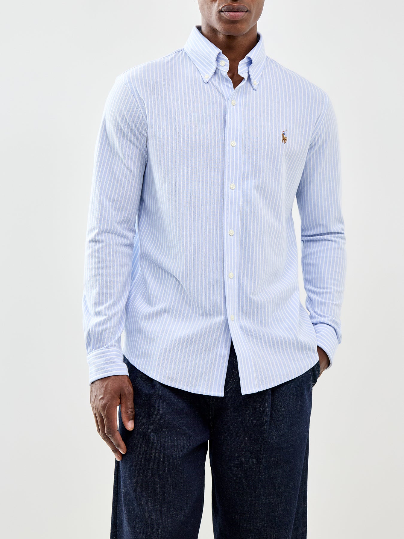 Piqué Knit Stripe Shirt Blue