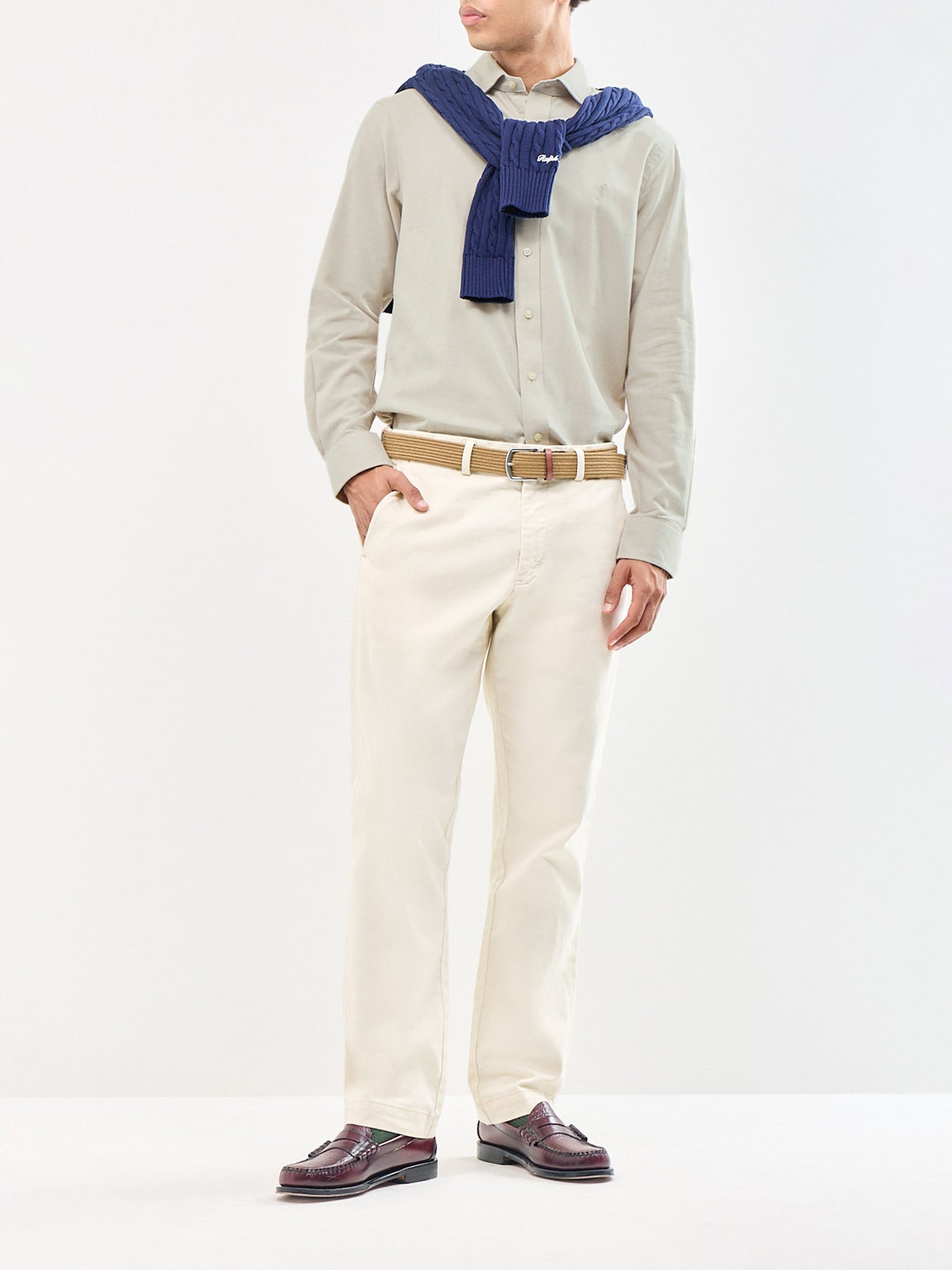 Custom Fit Brushed Cotton Shirt Beige