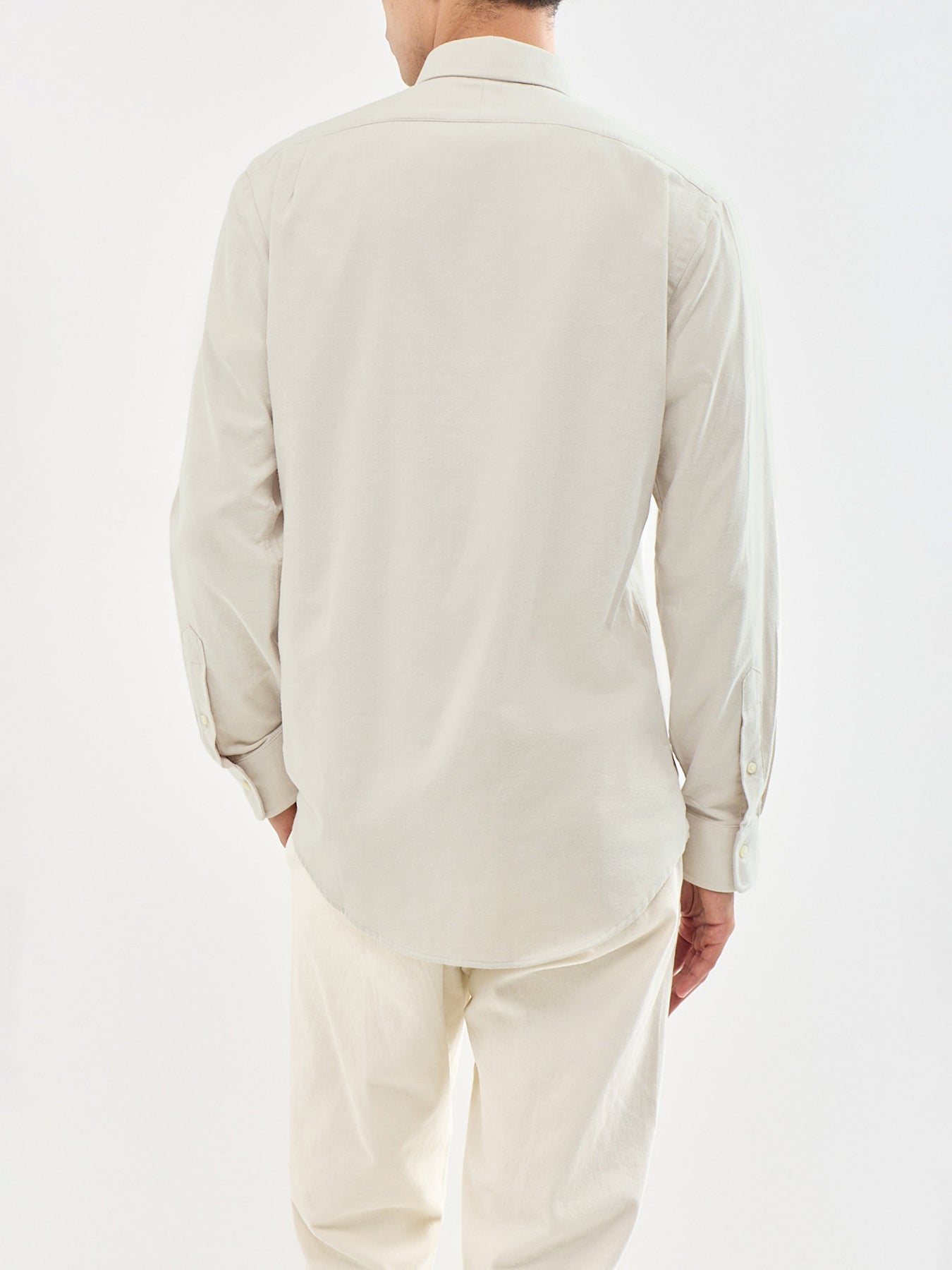 Custom Fit Brushed Cotton Shirt Beige