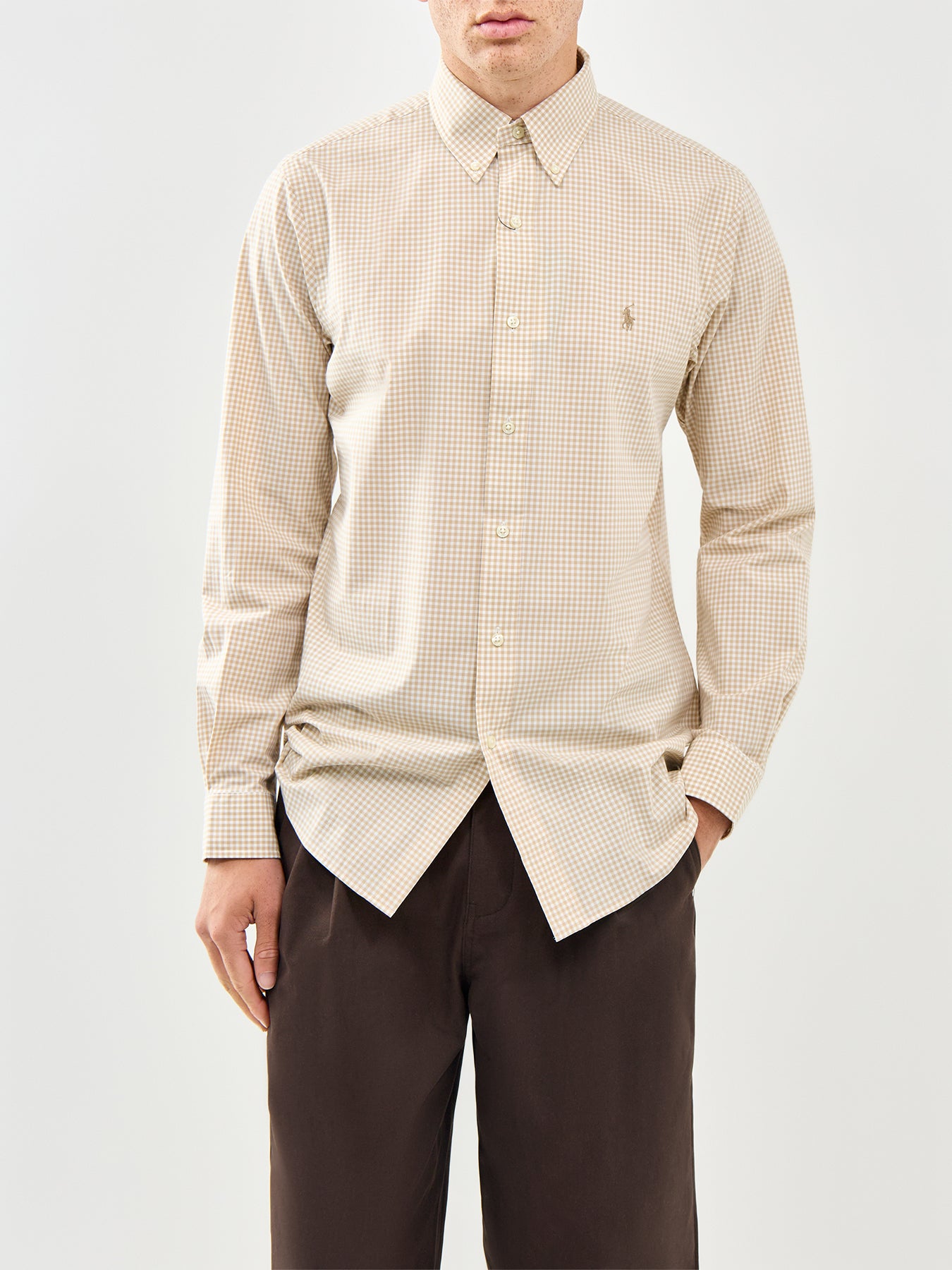 Custom Fit Poplin Stretch Gingham Shirt