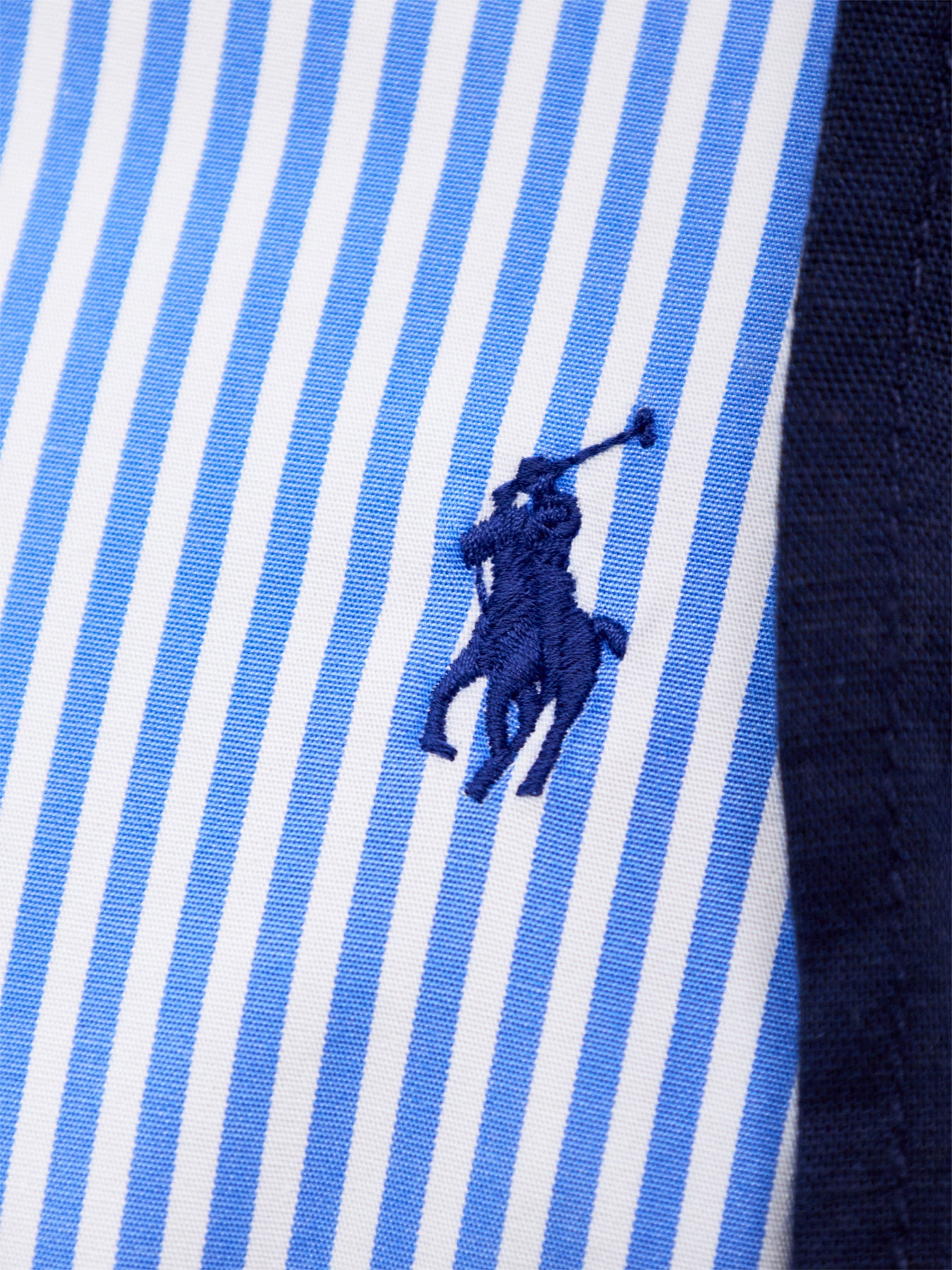 Custom Fit Poplin Stretch Stripe Shirt Blue