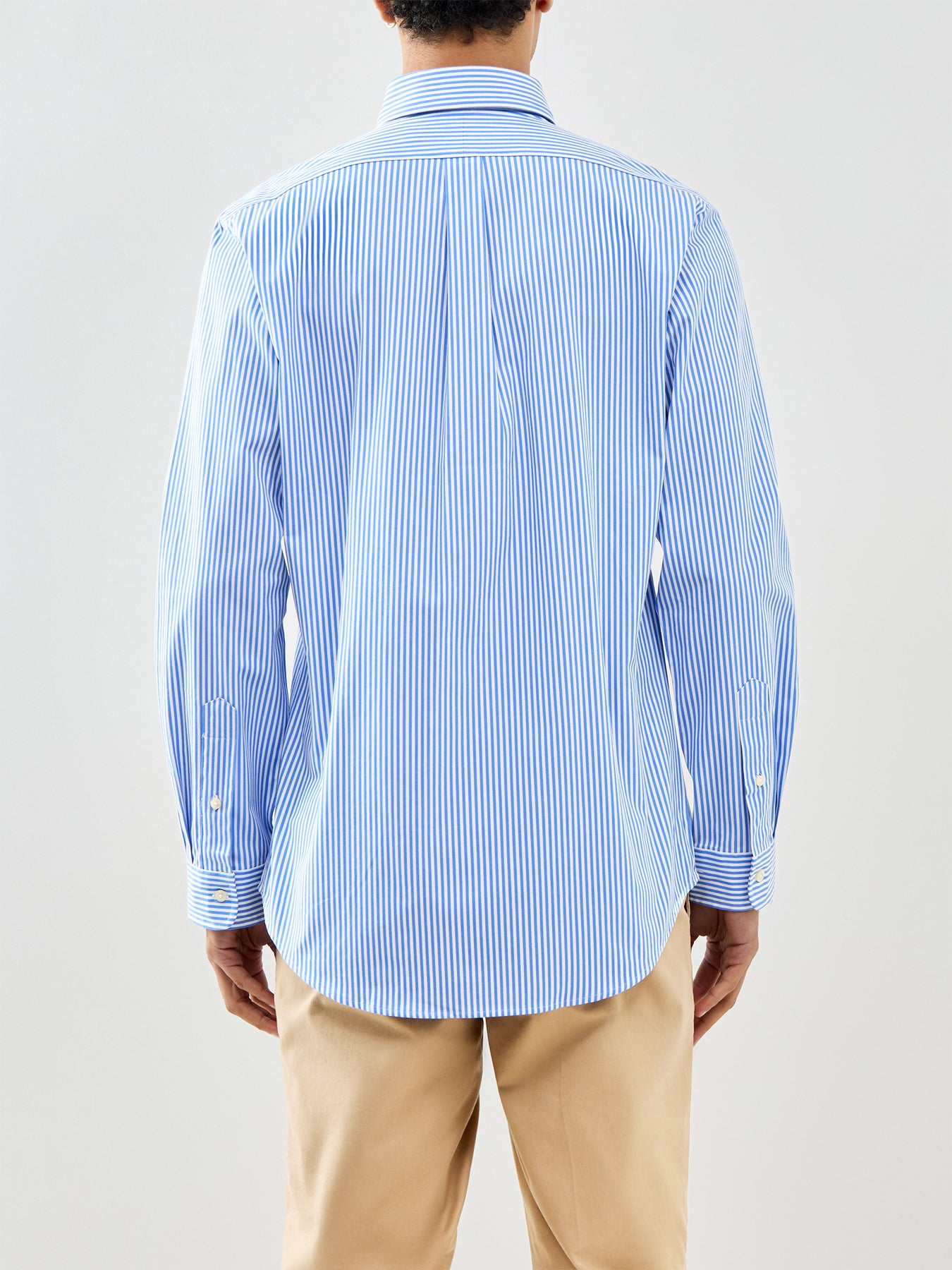 Custom Fit Poplin Stretch Stripe Shirt Blue