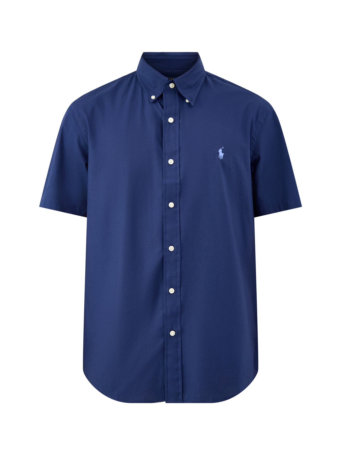 Custom Fit Poplin Stretch Short Sleeve Shirt Navy