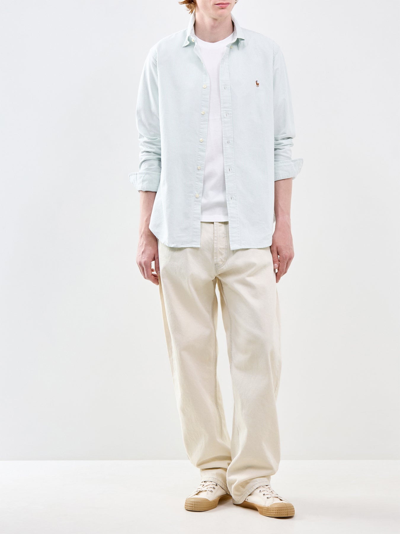 Custom Fit Oxford Stripe Shirt Green