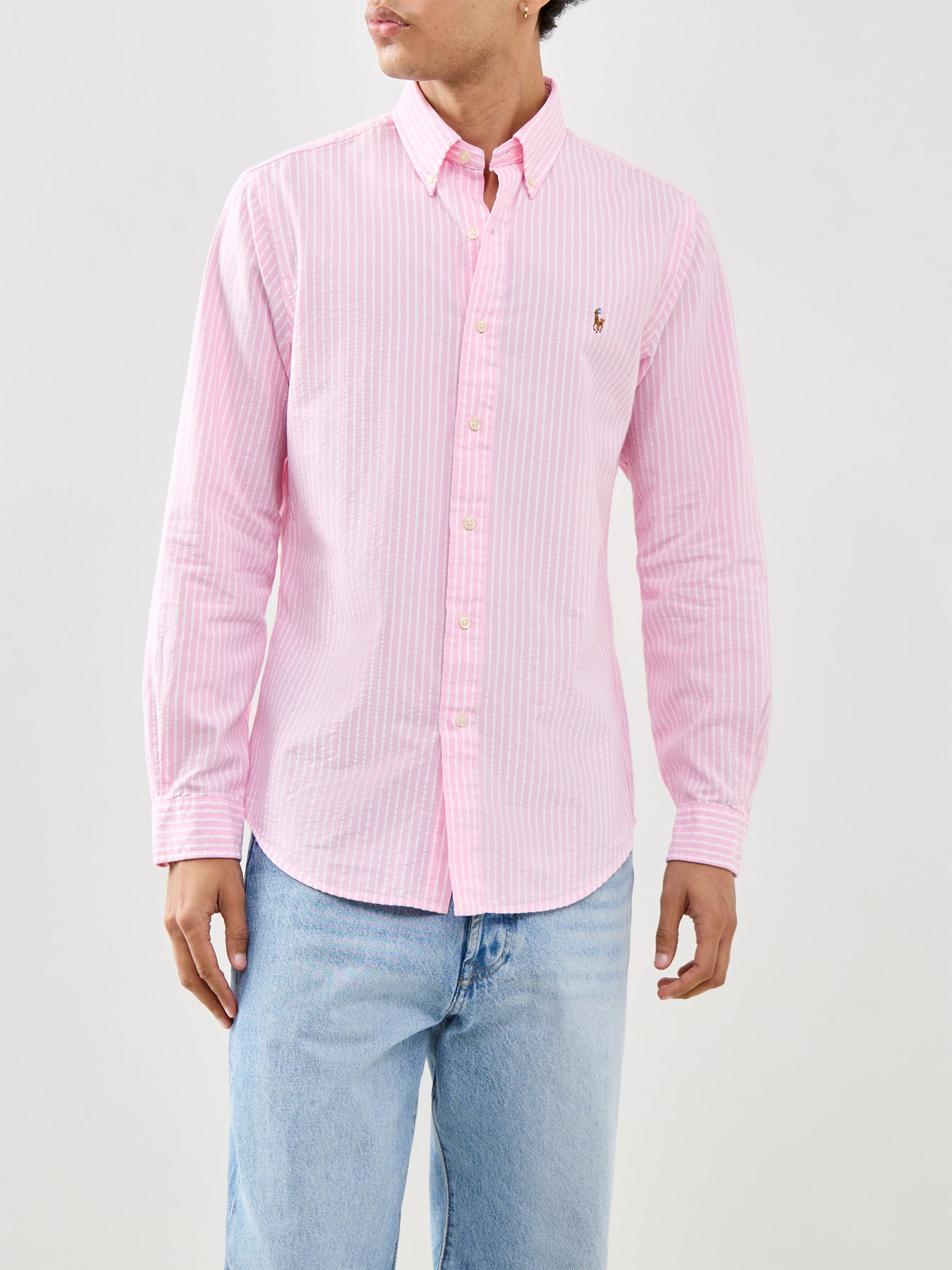 Oxford Seersucker Stripe Shirt Pink