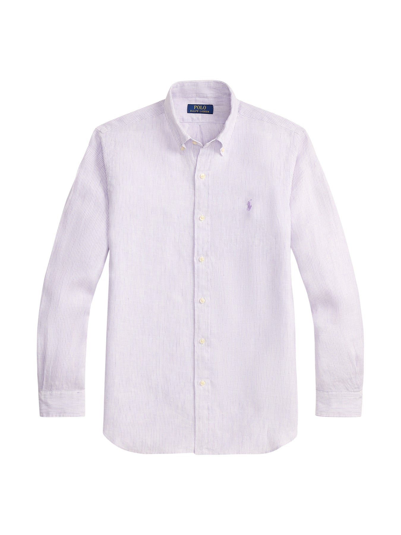 Custom Fit Pin Stripe Linen Shirt Purple