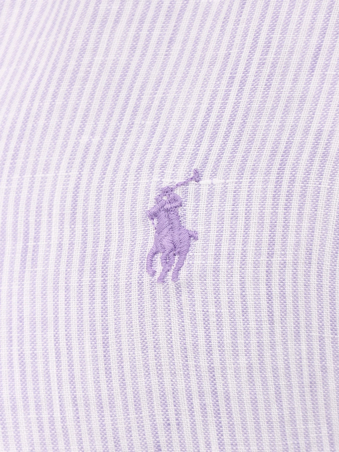 Custom Fit Pin Stripe Linen Shirt Purple
