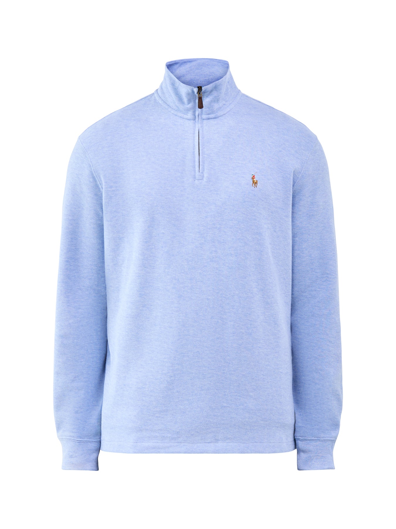 Ribbed Cotton Quarter Zip Sweatshirt Blue