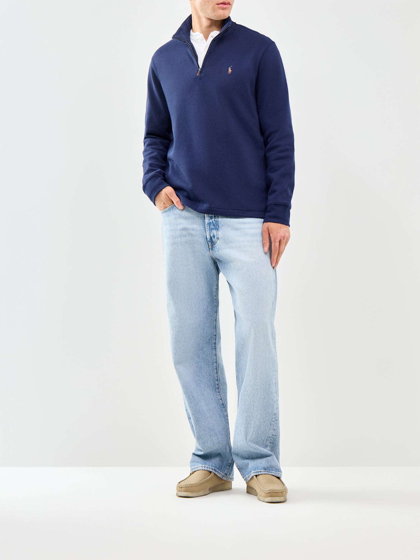Ribbed Cotton 1/4 Zip Sweat