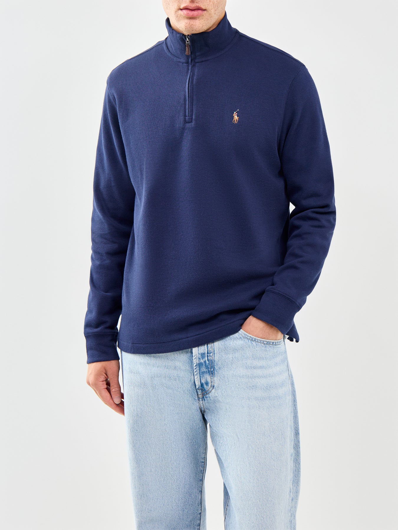 Ribbed Cotton 1/4 Zip Sweat