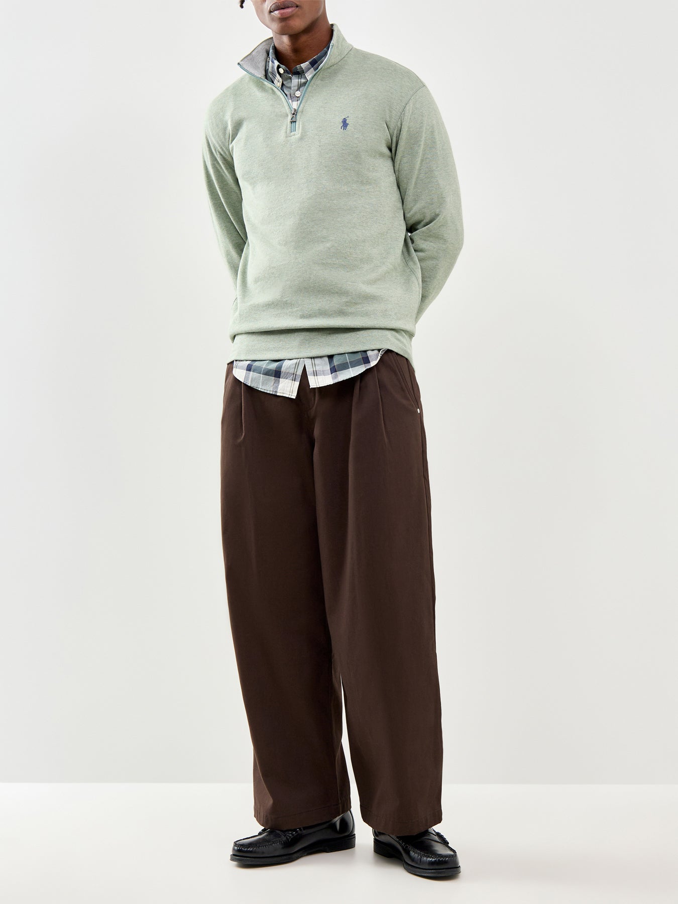 Double Knit Quarter Zip Sweatshirt Green