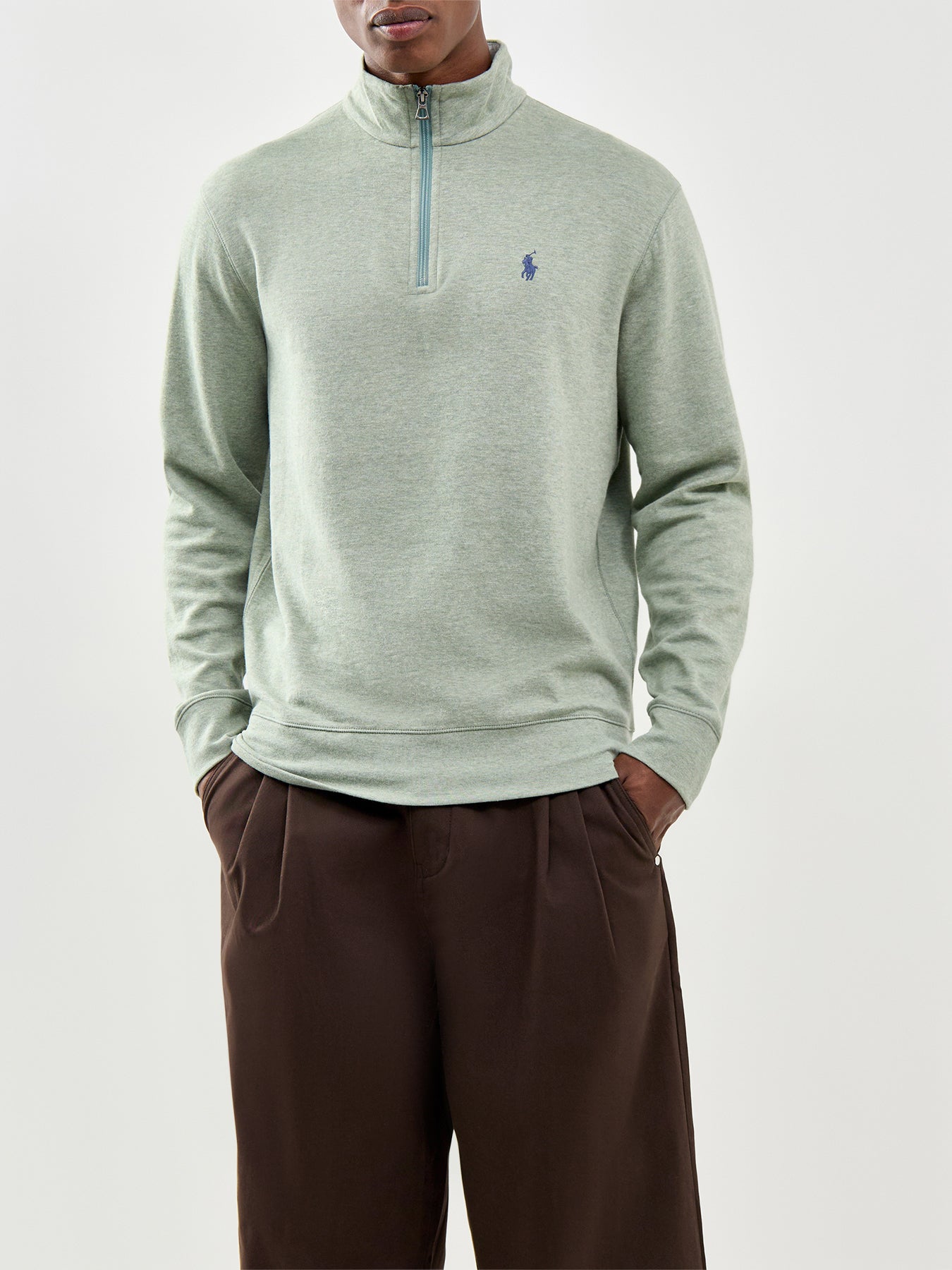 Double Knit Quarter Zip Sweatshirt Green