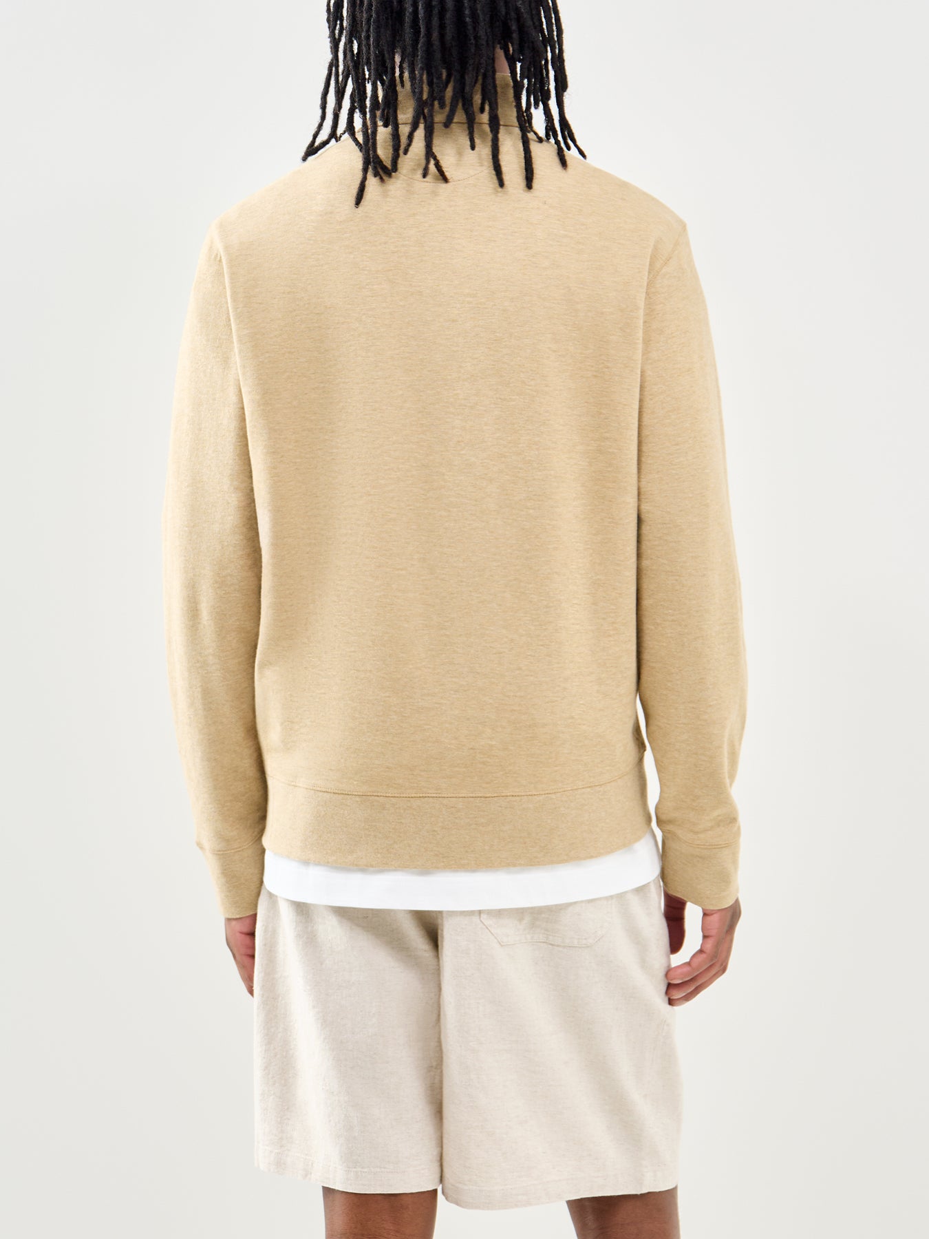 Double Knit Quarter Zip Sweatshirt Beige