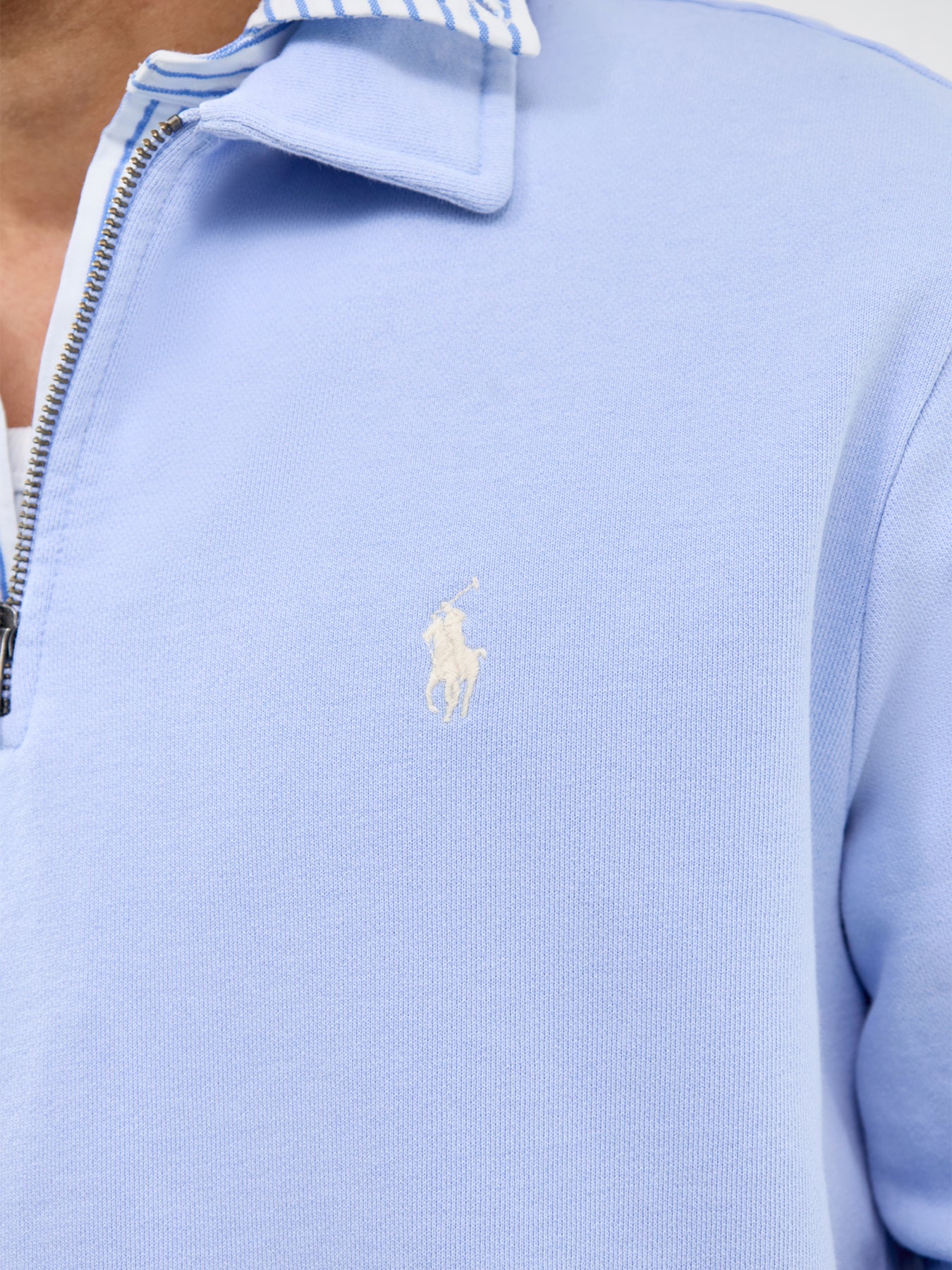 Zip Neck Rugby Top Pebble Blue
