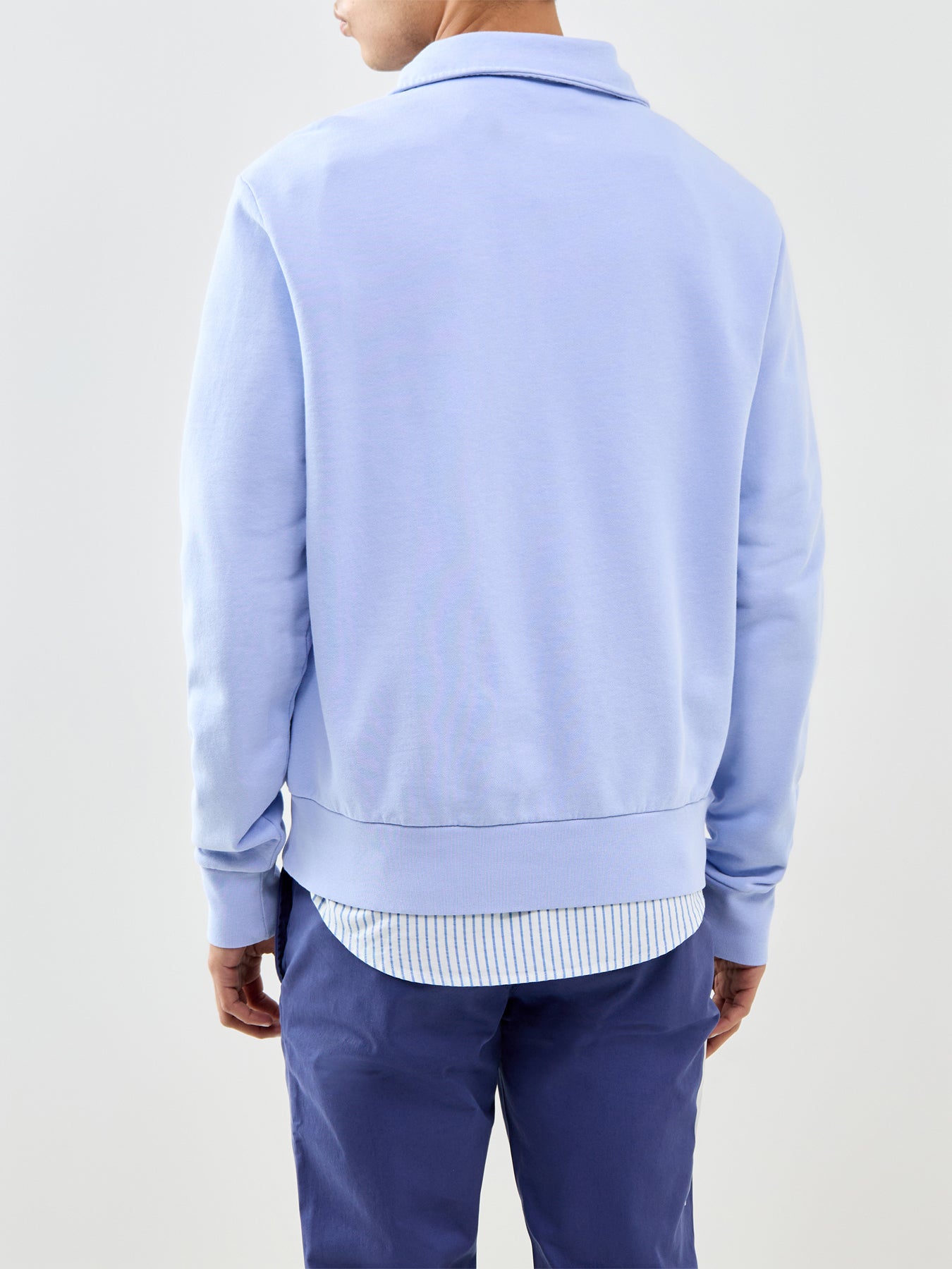 Zip Neck Rugby Top Pebble Blue