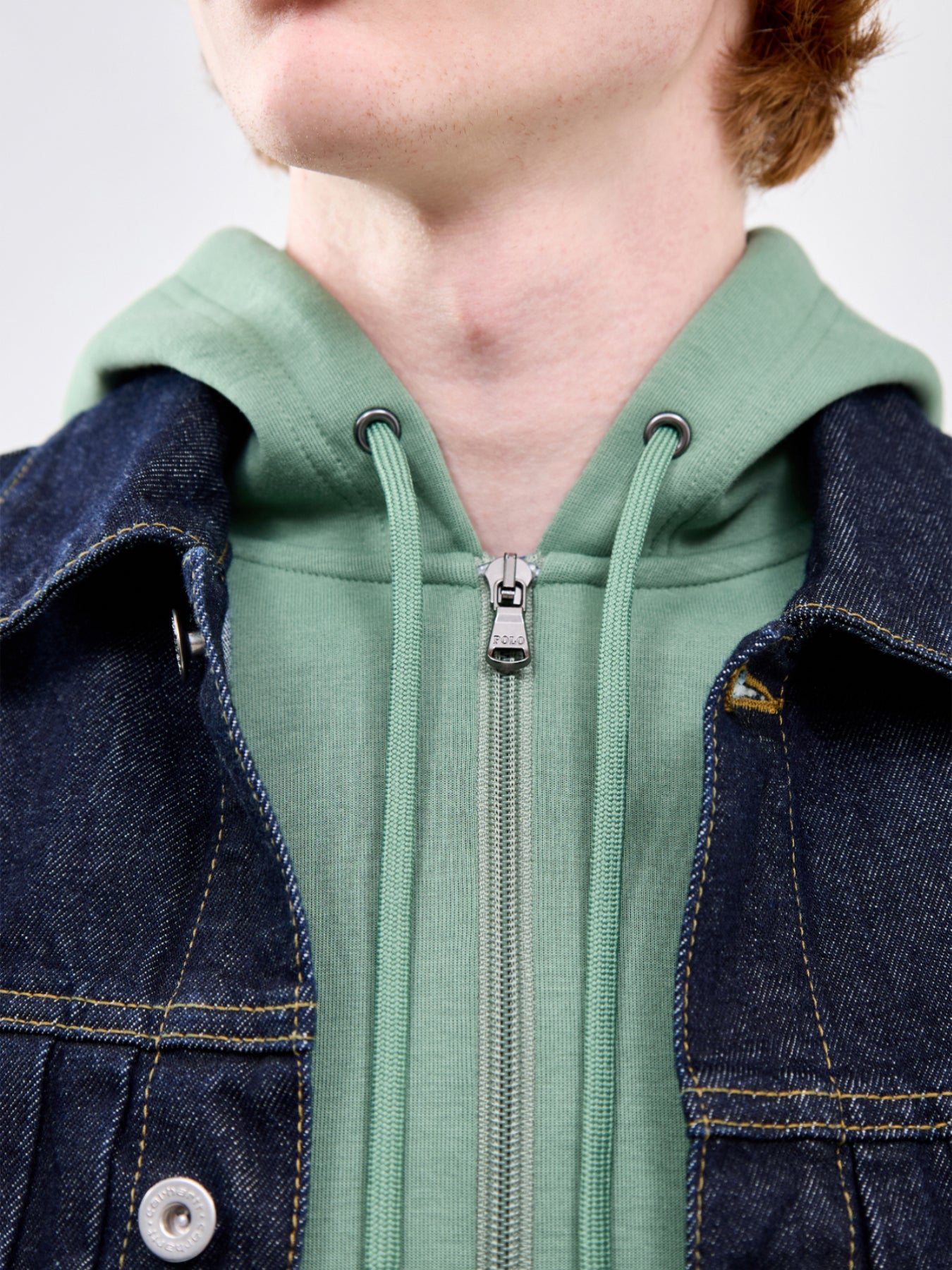 Double Knit Zip Through Hoodie Green