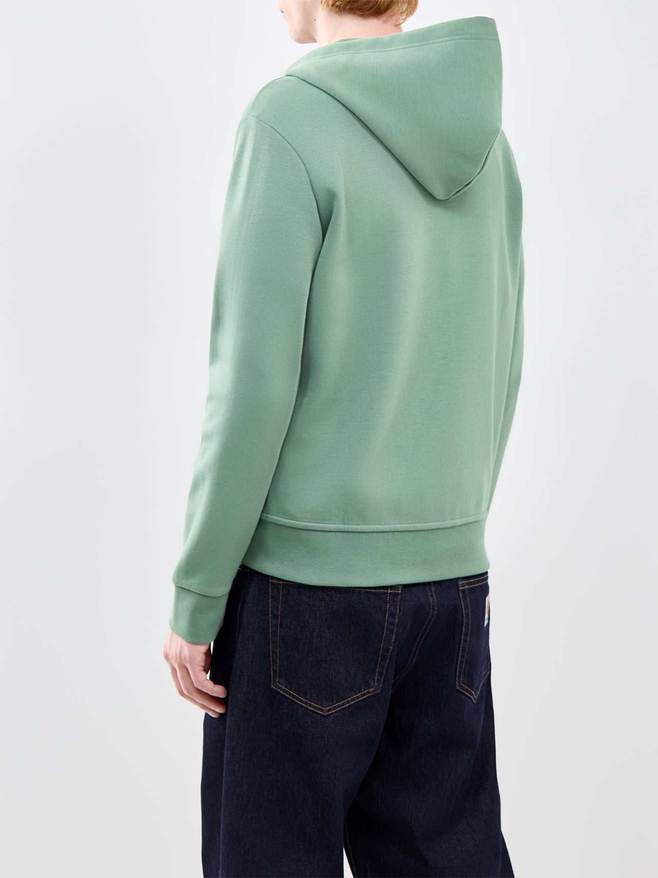 Double Knit Zip Through Hoodie Green