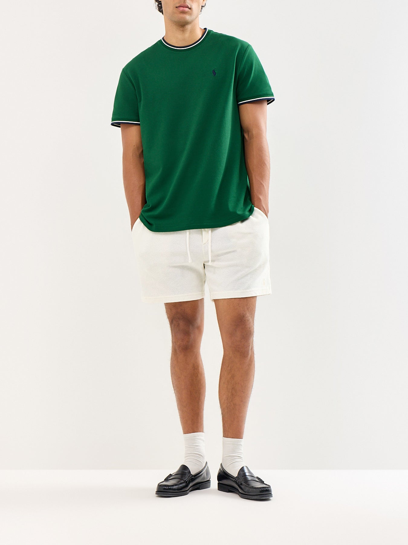 Ringer Piqué Logo T-Shirt Green