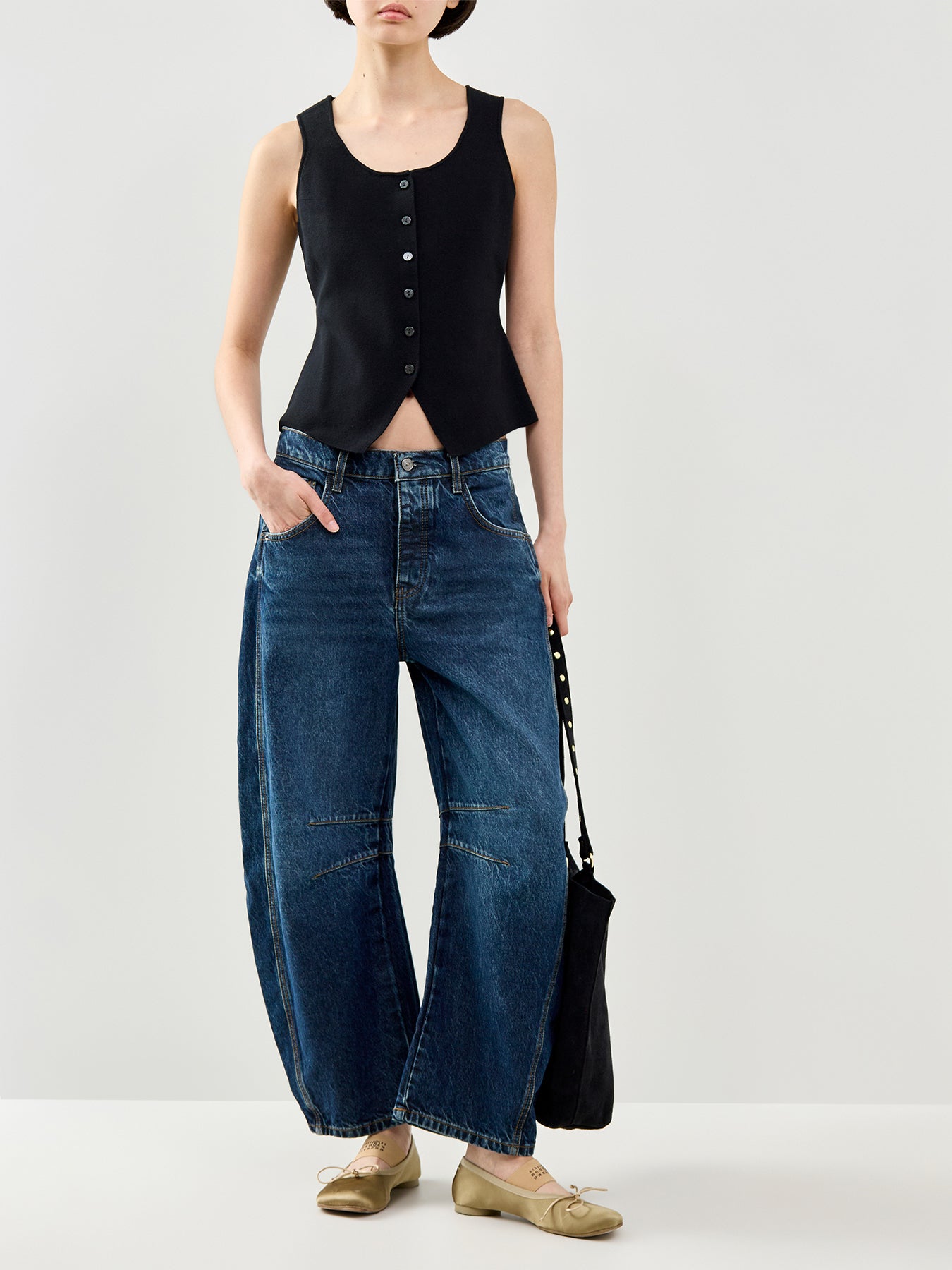 Scoop Neck Waistcoat Black