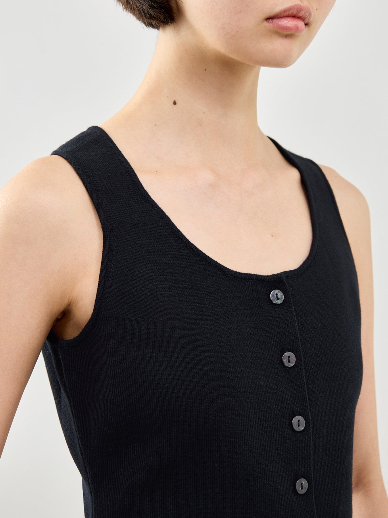Scoop Neck Waistcoat Black