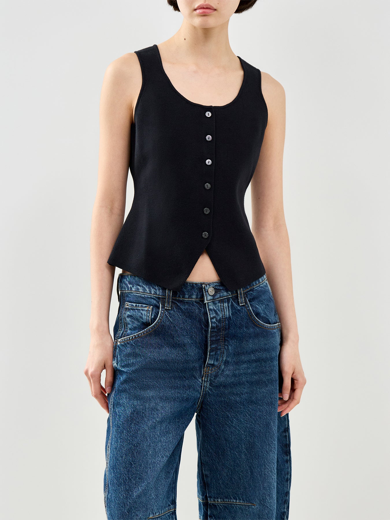 Scoop Neck Waistcoat Black